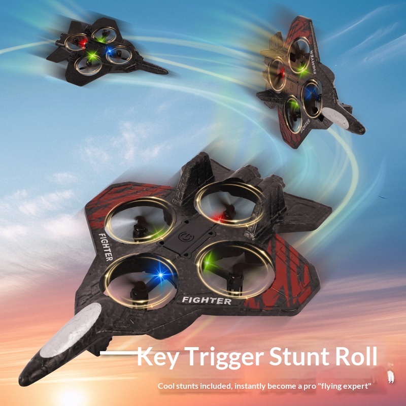 Drone Rc Fighter Jet - Afstandsbestuurde gevechtsvliegtuig-glijvliegtuigdrone van schuim met led-verlichting,