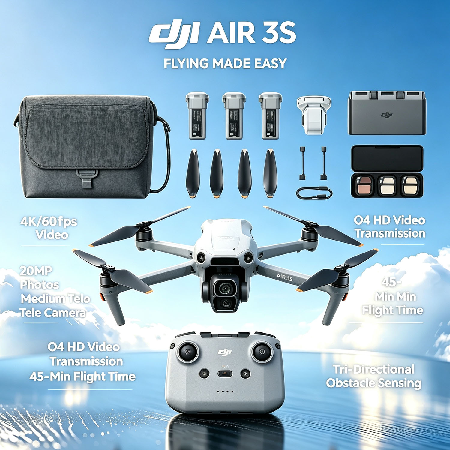 DJI Air 3S Fly More Combo (RC- - Drone Rc N3 3 Batteries recensie en prijs